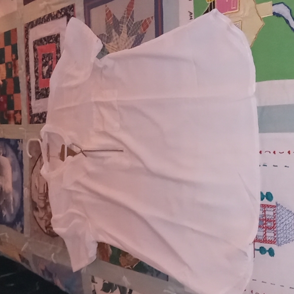 Bundle of NWT White Blouse & Express Turquoise Midi Skirt with Scalloped Hemline - Picture 4 of 16